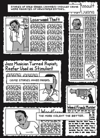 Examples of sensationalized media coverage that linked weed to violent crimes.
